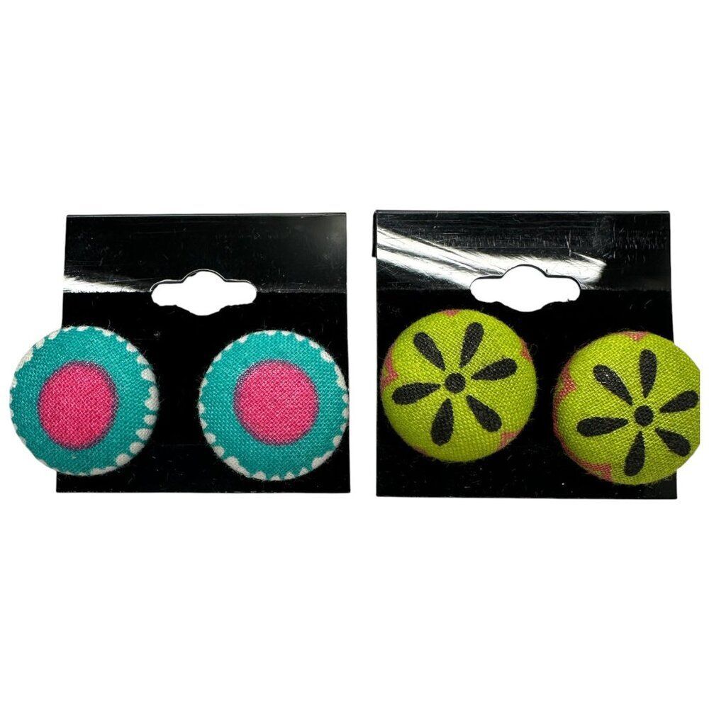 Fabric Button Style Earrings (Set of 2)